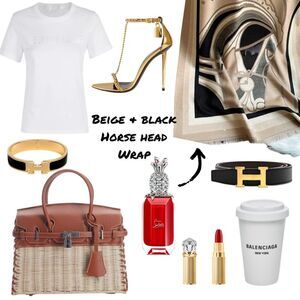 Equestrian Reversible Horse Mane Wrap Black, Beige, Cream & Grey